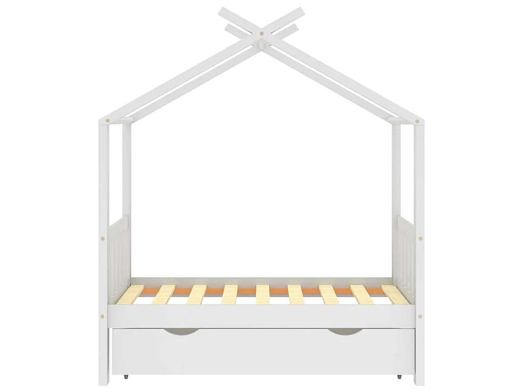 Cadre de lit enfant avec tiroir blanc pin massif 70x140 cm