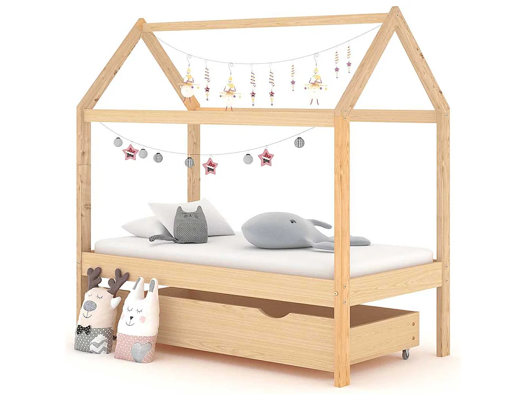 Cadre de lit d'enfant avec tiroir Bois de pin massif 70x140 cm
