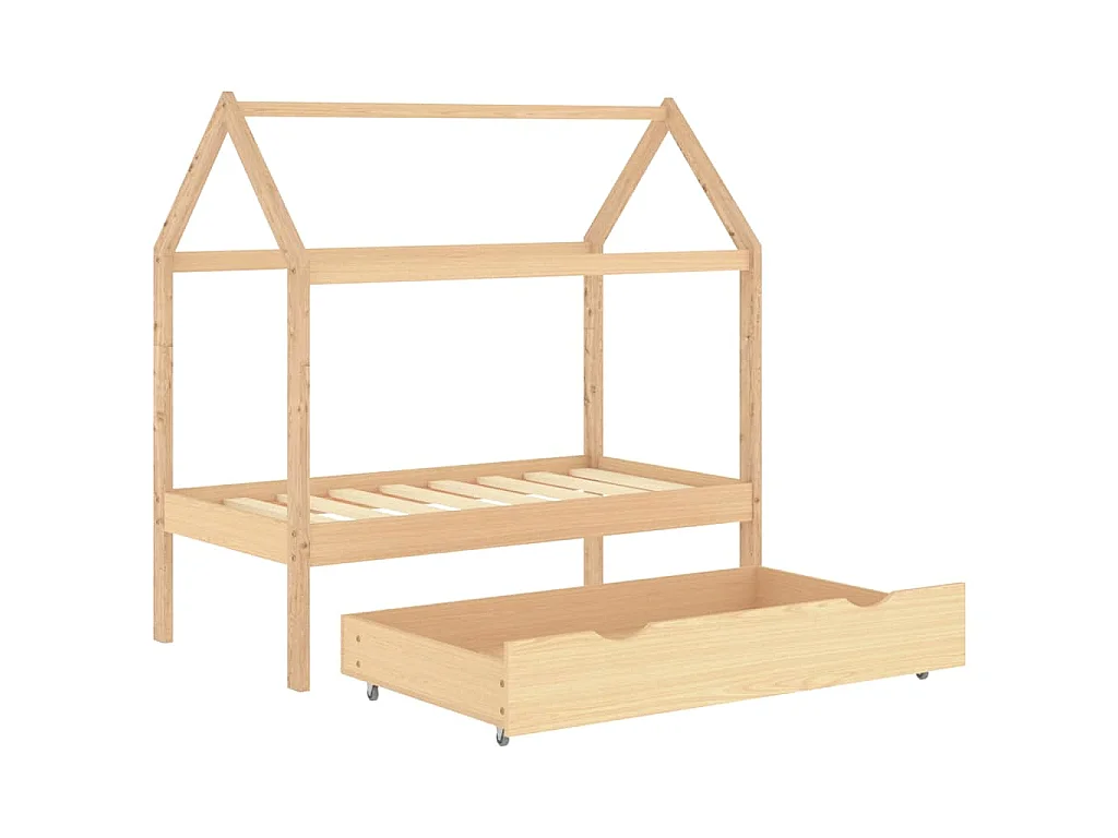 Cadre de lit d'enfant avec tiroir Bois de pin massif 70x140 cm