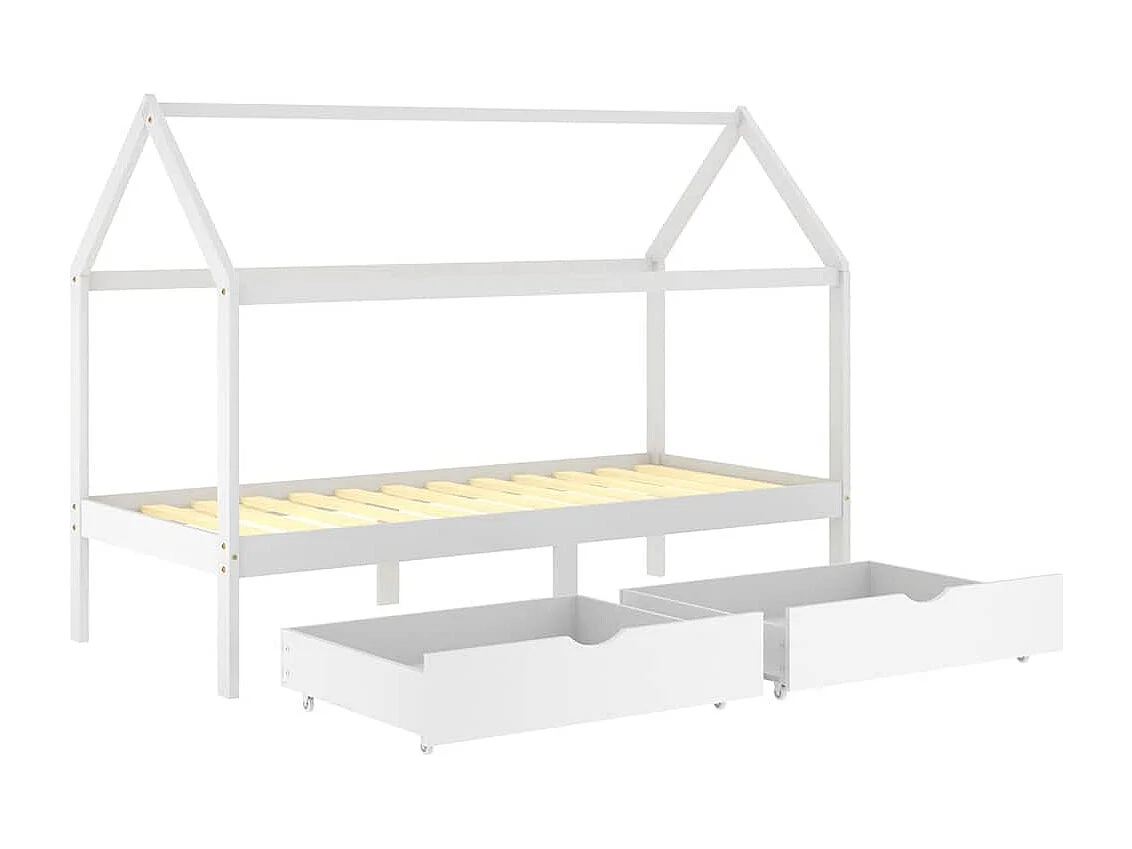 Estructura de cama infantil cajones madera pino blanco 90x200cm