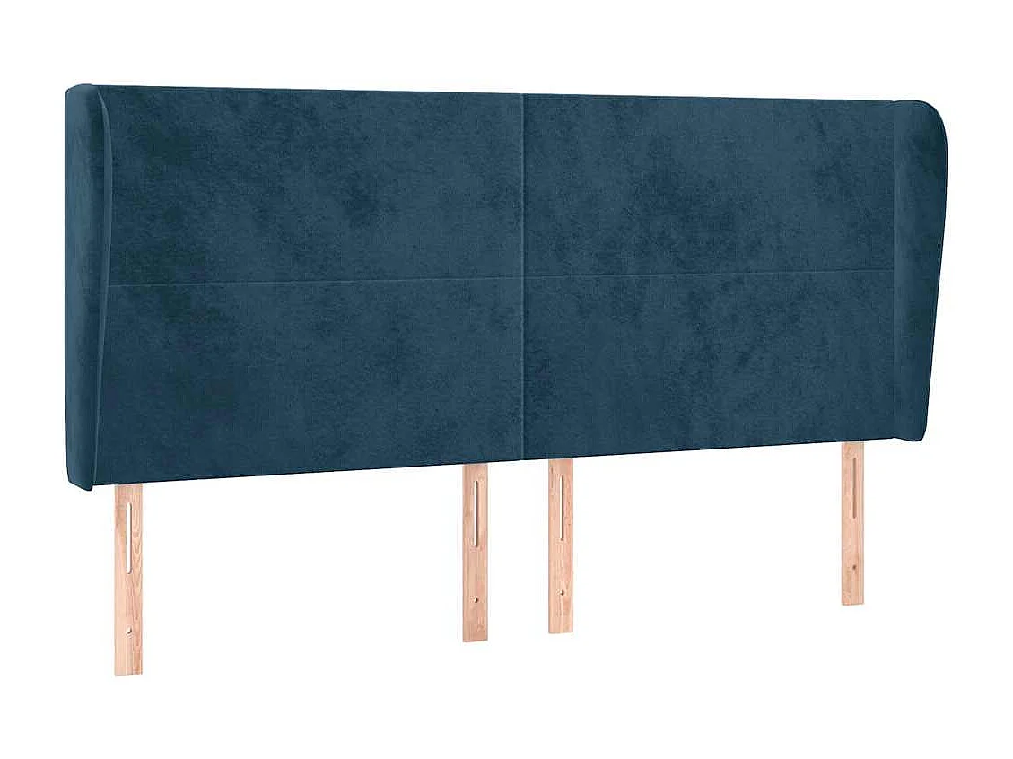 Cabecero con orejas de terciopelo azul oscuro 203x23x118/128 cm