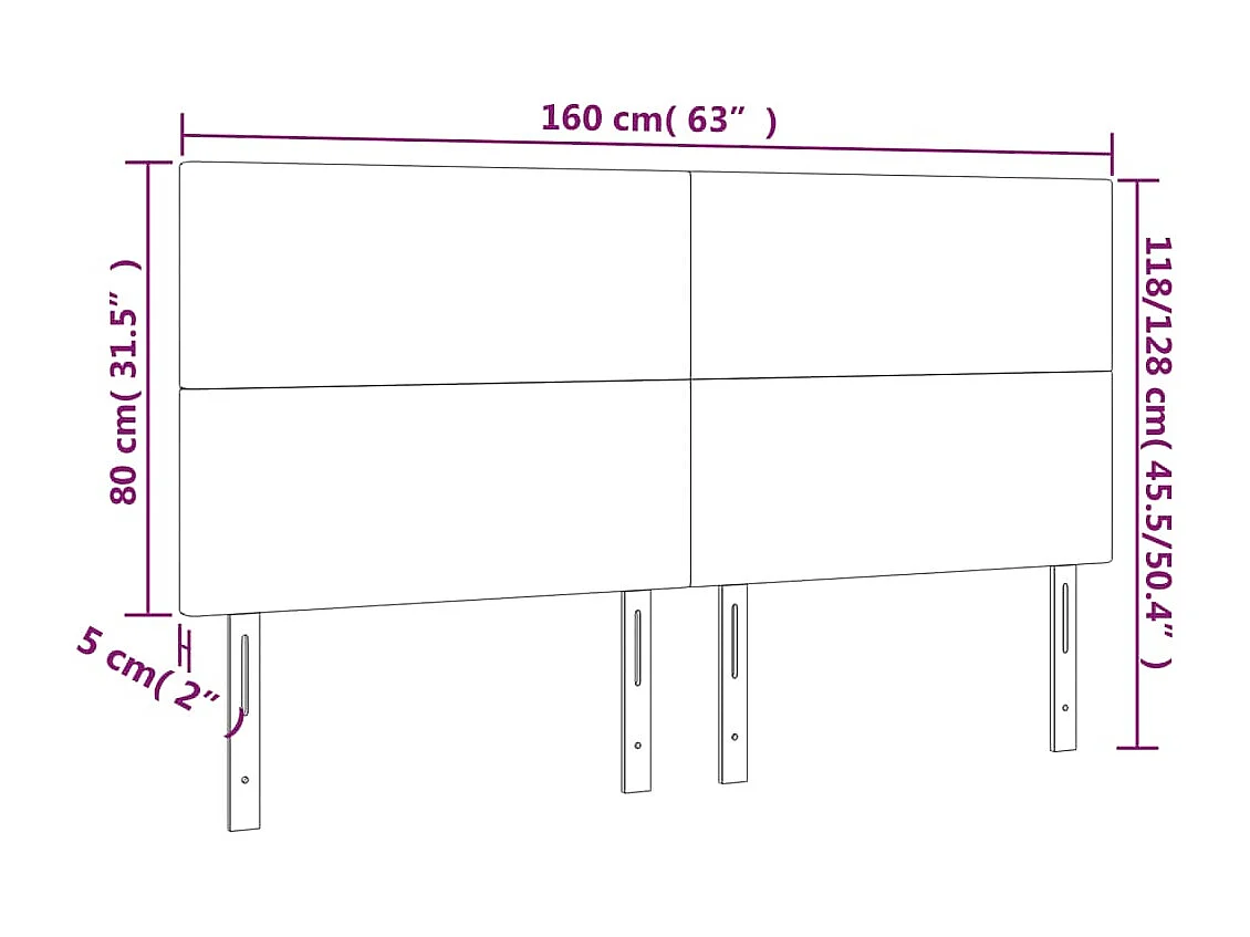 Hoofdbord LED 160x5x118/128 cm stof zwart