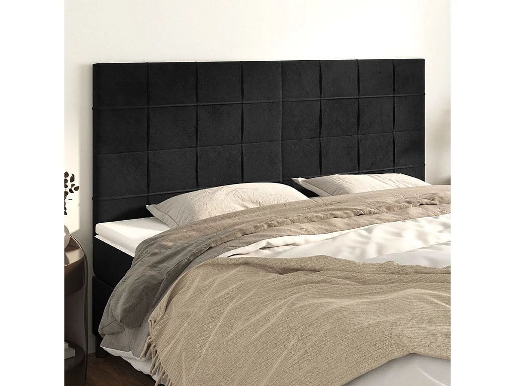 Tête de lit Noir 180x5x118/128 cm Velours