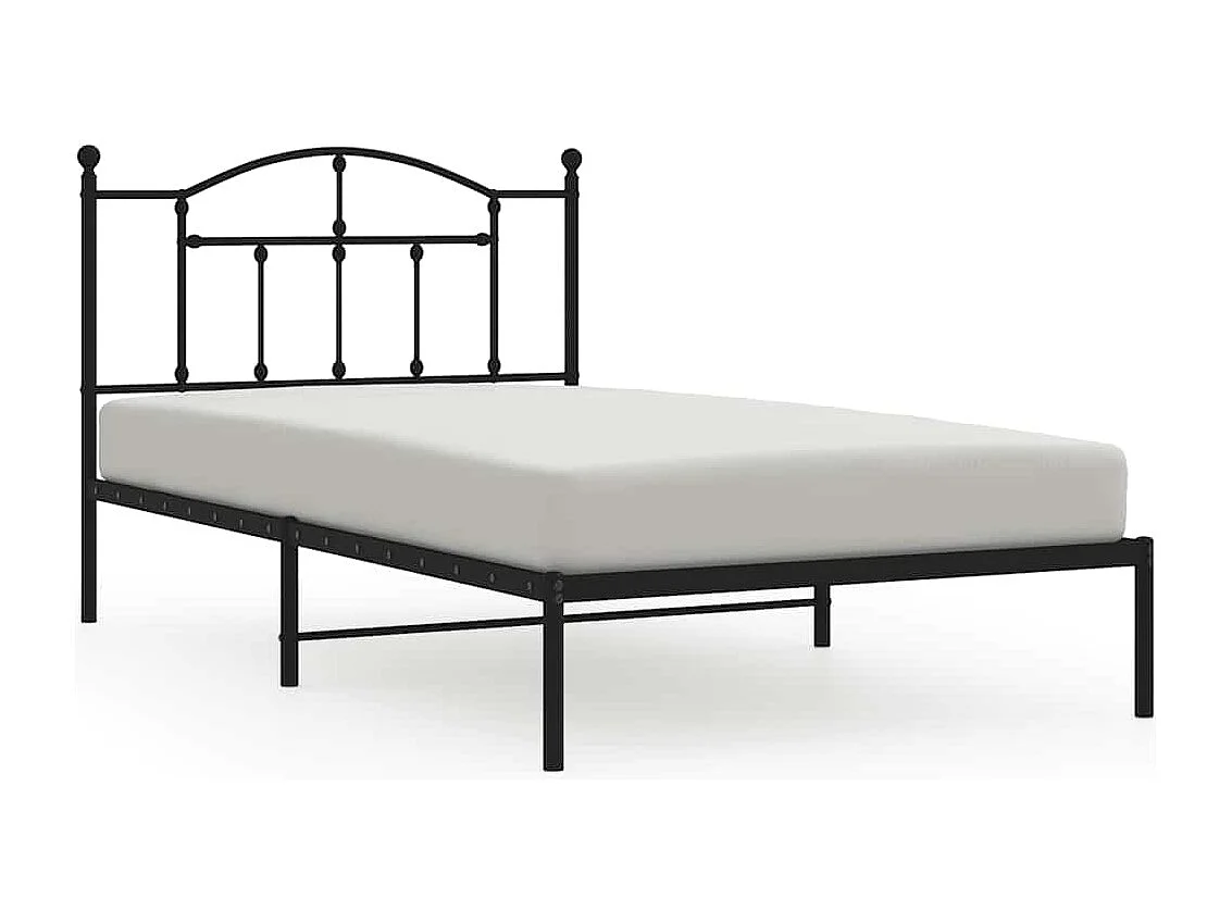 Cadre de lit métal sans matelas avec tête de lit noir 100x200cm