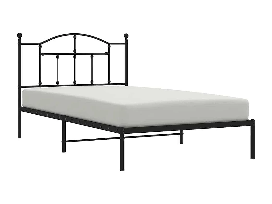 Cadre de lit métal sans matelas avec tête de lit noir 100x200cm