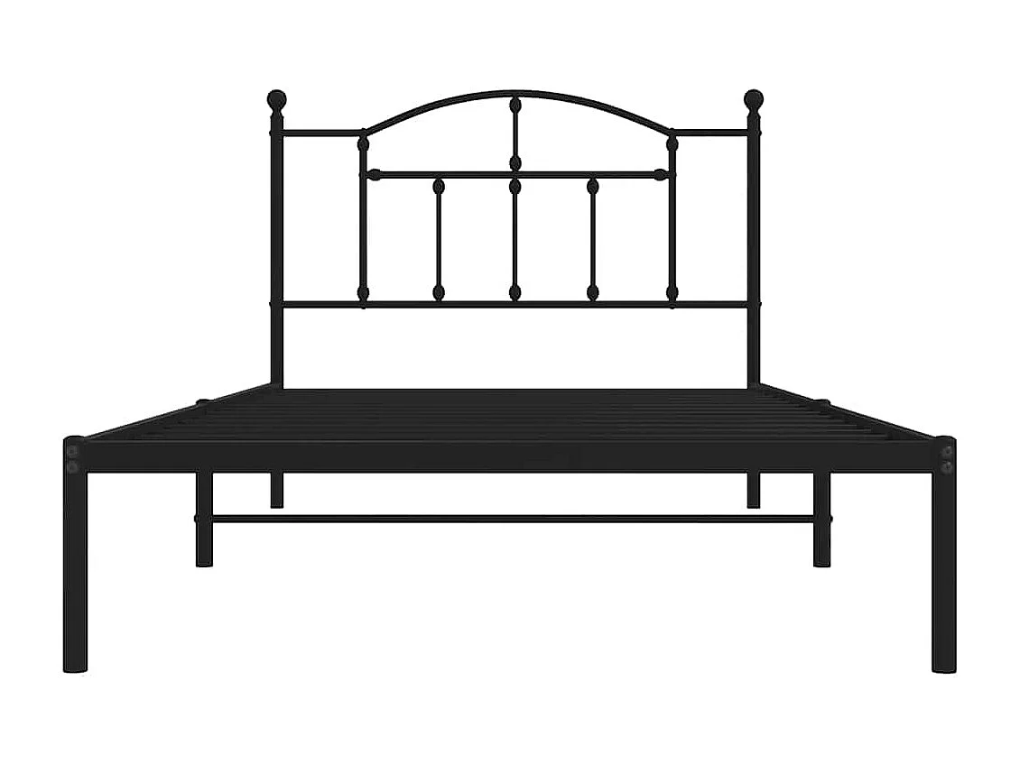 Cadre de lit métal sans matelas avec tête de lit noir 100x200cm
