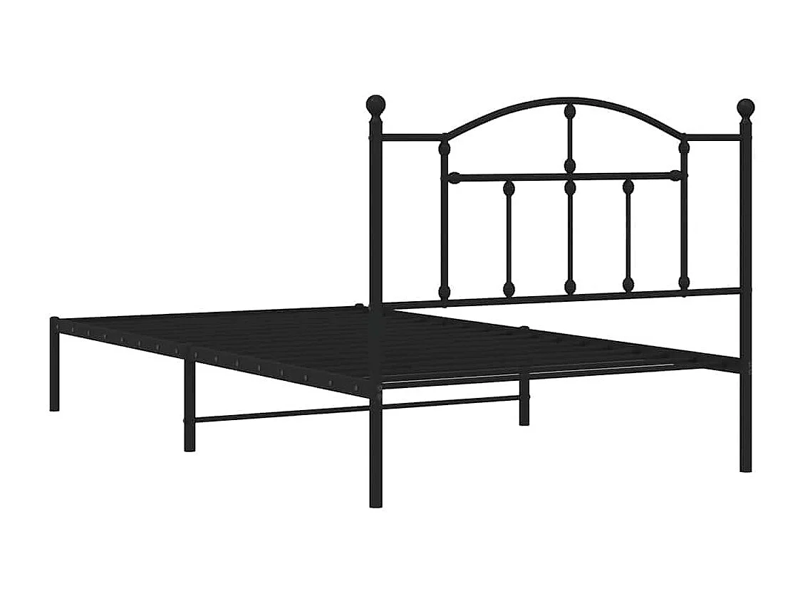 Cadre de lit métal sans matelas avec tête de lit noir 100x200cm