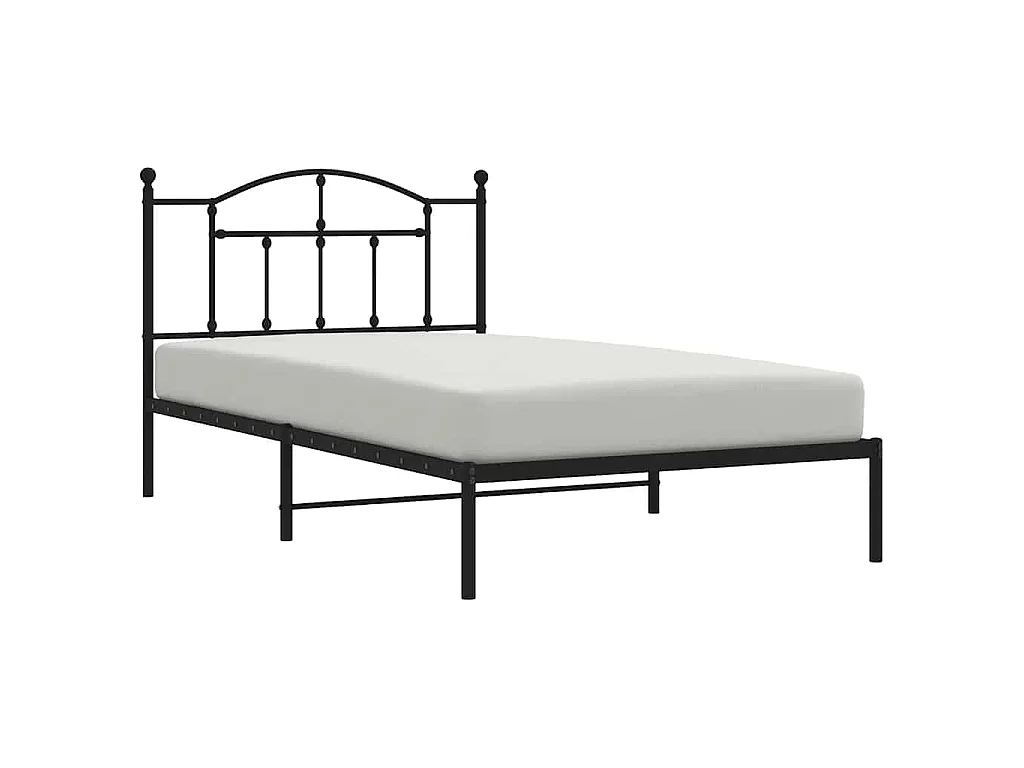 Cadre de lit métal sans matelas avec tête de lit noir 100x200cm