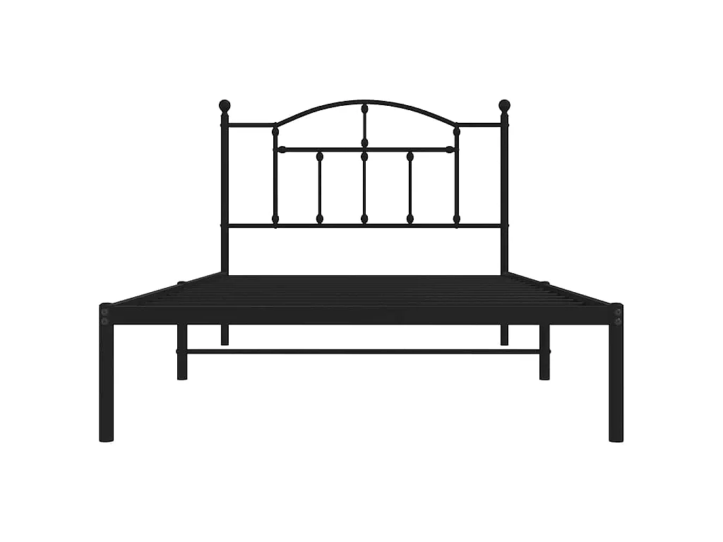 Cadre de lit métal sans matelas avec tête de lit noir 100x200cm