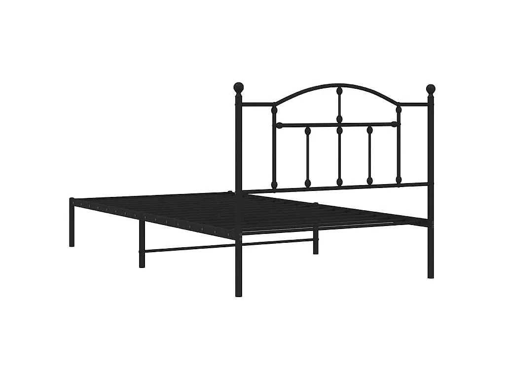 Cadre de lit métal sans matelas avec tête de lit noir 100x200cm
