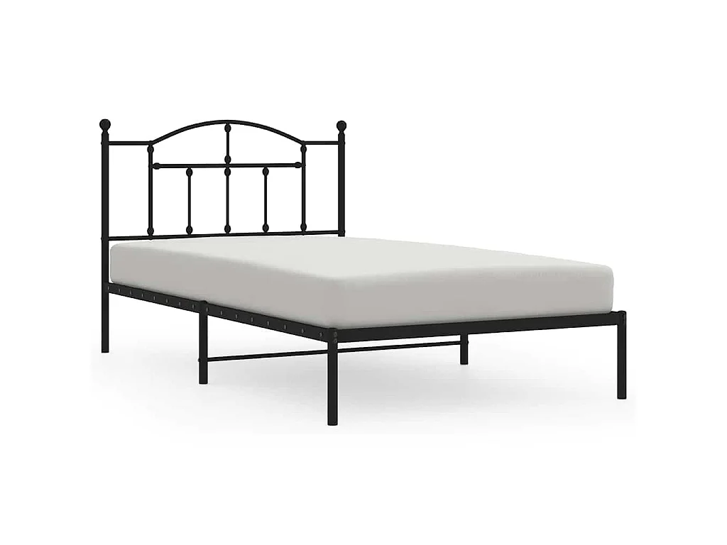 Cadre de lit métal sans matelas avec tête de lit noir 100x200cm