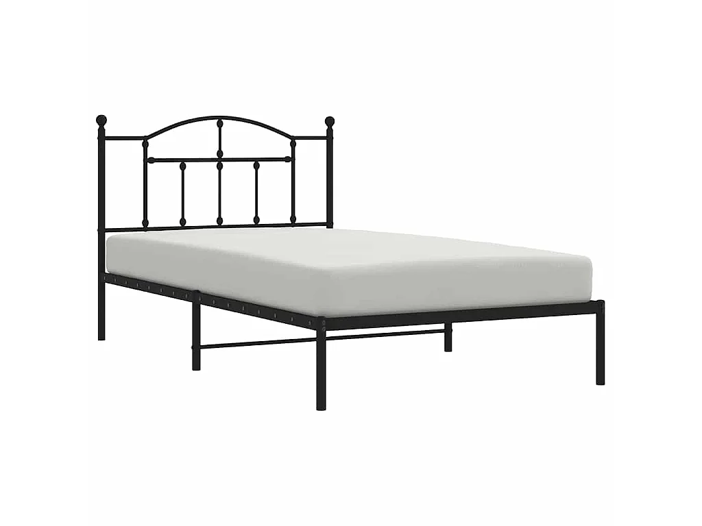 Cadre de lit métal sans matelas avec tête de lit noir 100x200cm