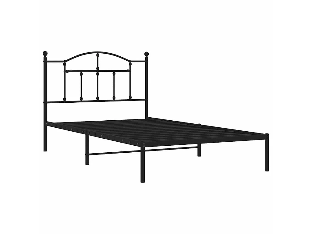 Cadre de lit métal sans matelas avec tête de lit noir 100x200cm