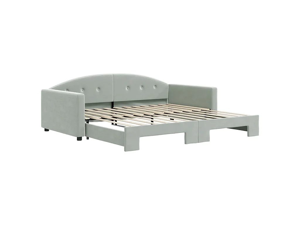 Lit de jour avec gigogne sans matelas gris clair 100x200 cm
