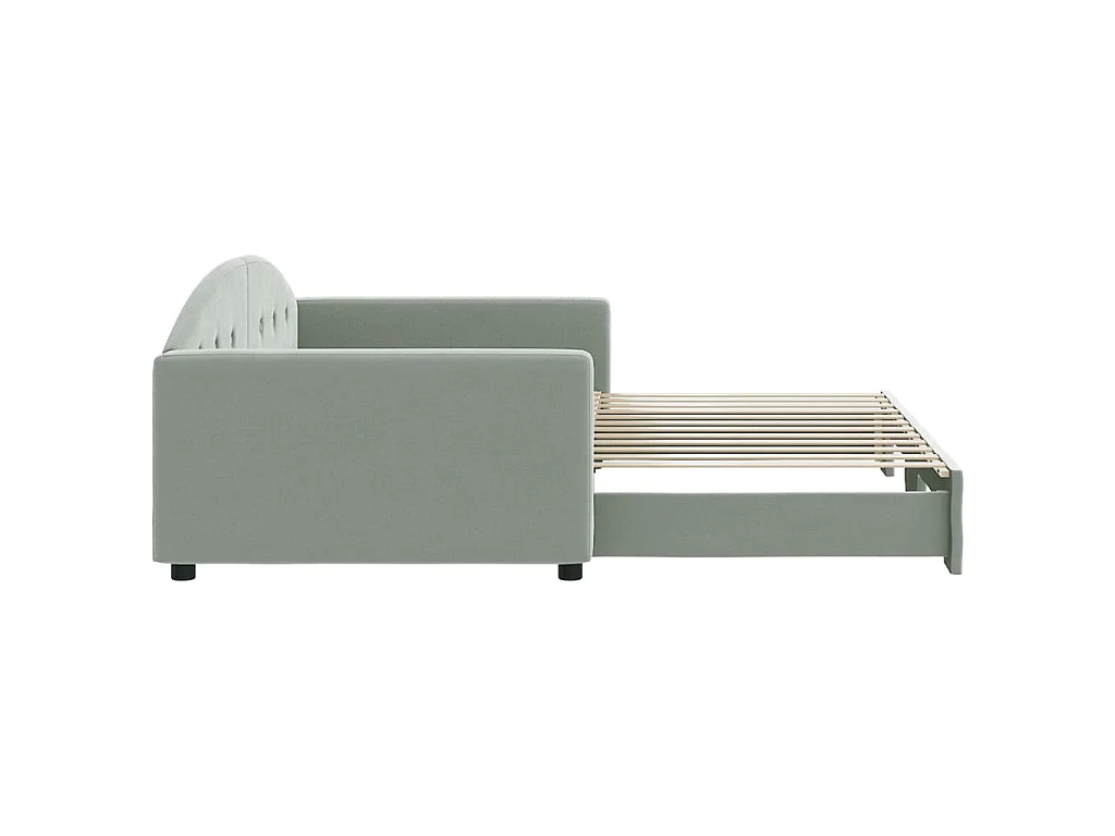Lit de jour avec gigogne sans matelas gris clair 100x200 cm