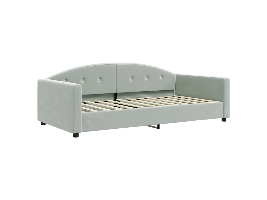 Lit de jour avec gigogne sans matelas gris clair 100x200 cm