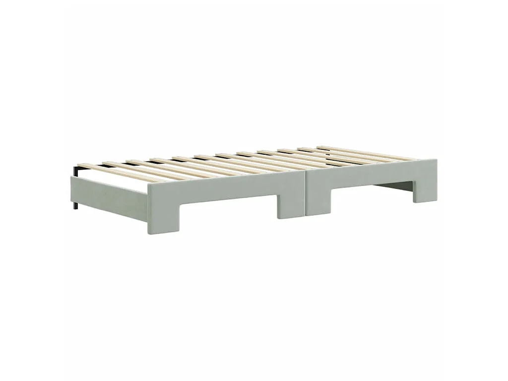 Lit de jour avec gigogne sans matelas gris clair 100x200 cm