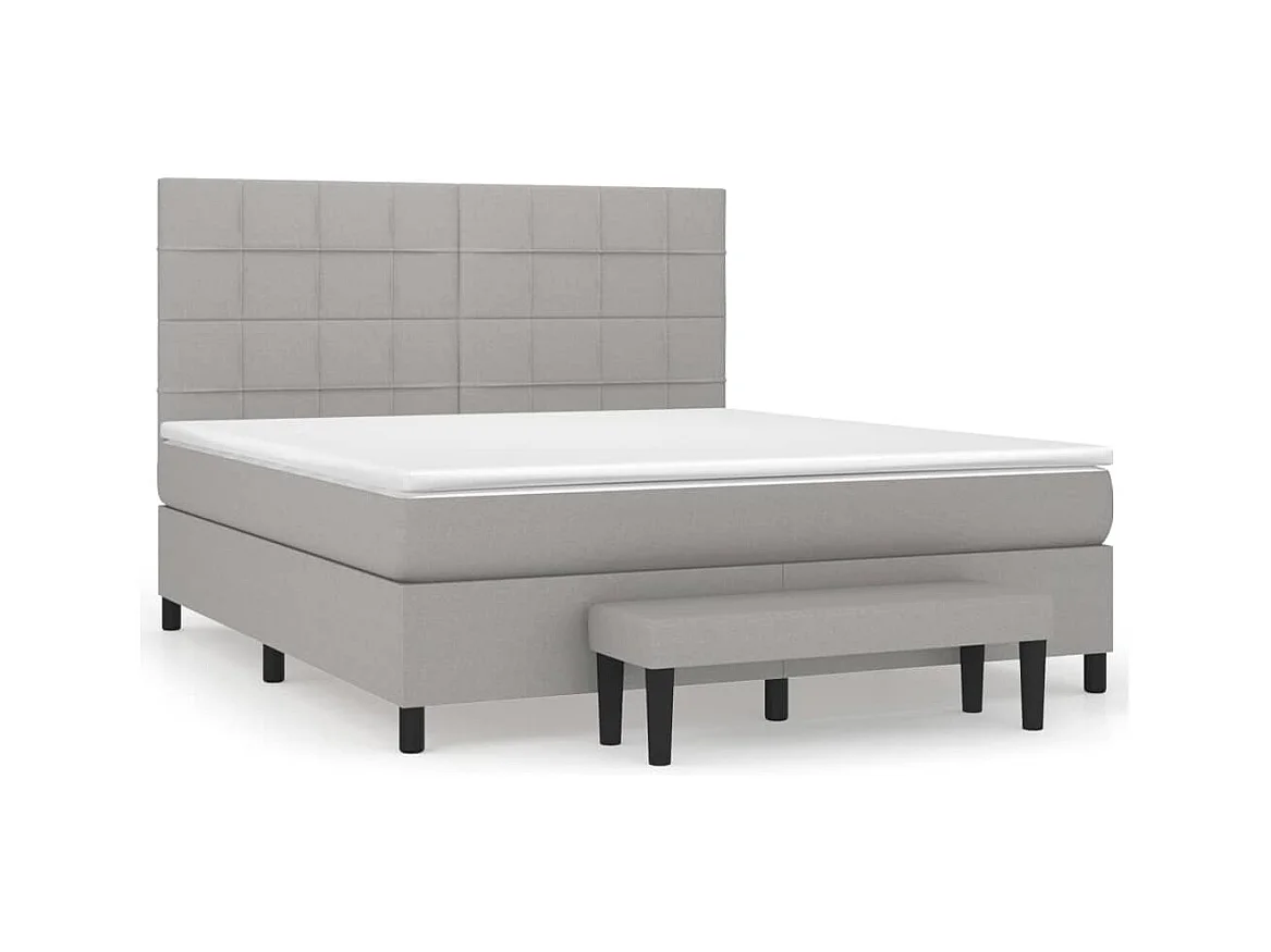 Sommier à lattes de lit avec matelas Gris clair 160x200cm Tissu