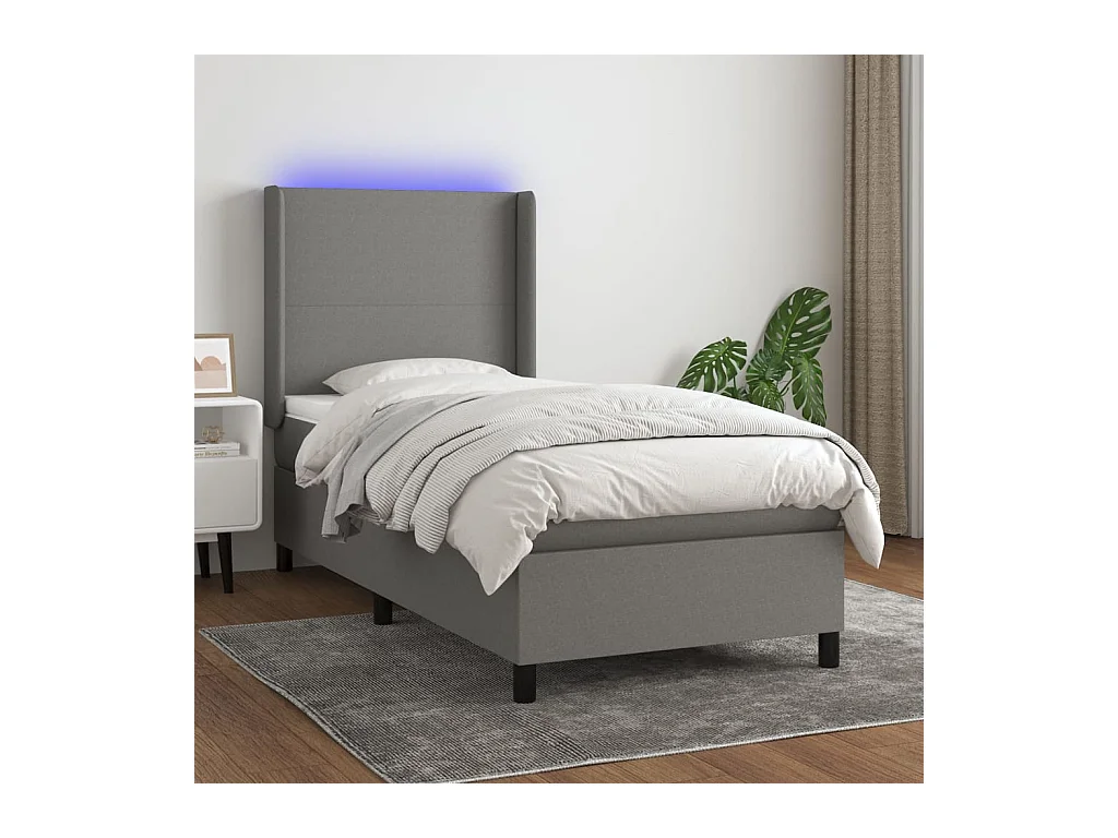 Sommier à lattes de lit matelas LED Gris foncé 80x200 cm Tissu