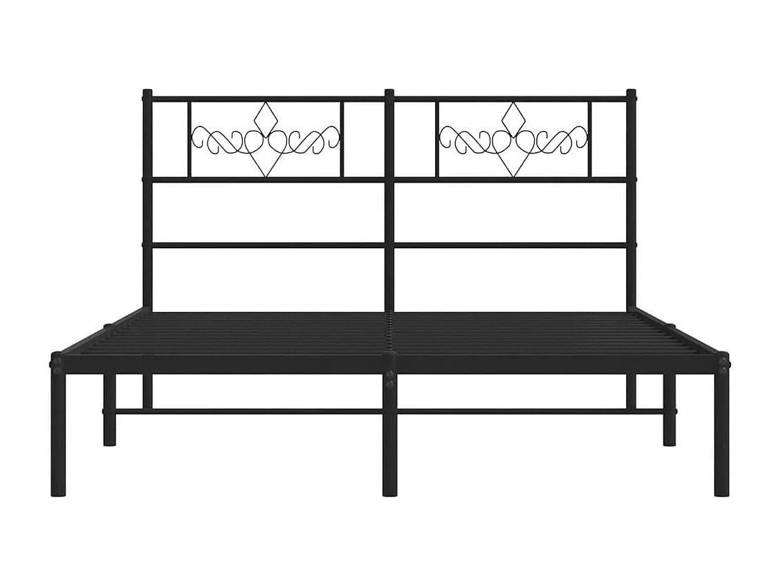 Bettgestell mit Kopfteil Metall Schwarz 140x200 cm