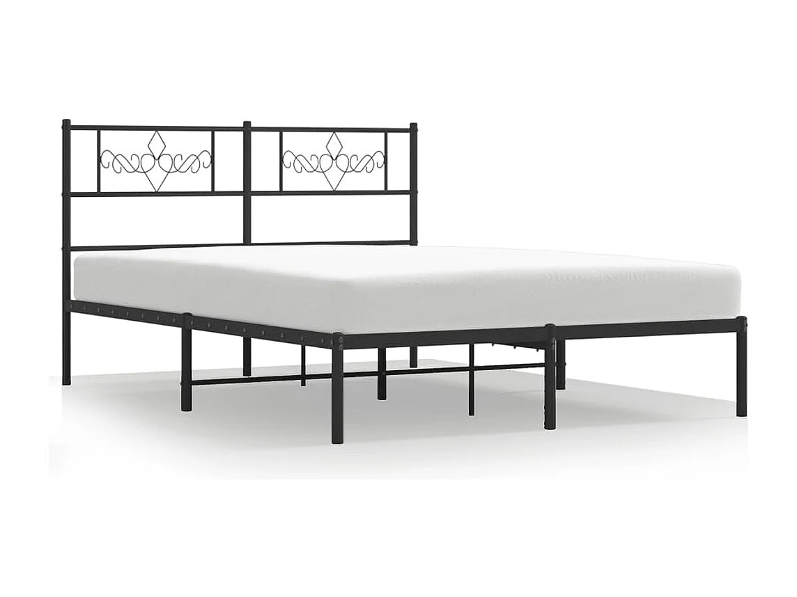 Cadre de lit métal sans matelas avec tête de lit noir 140x200cm