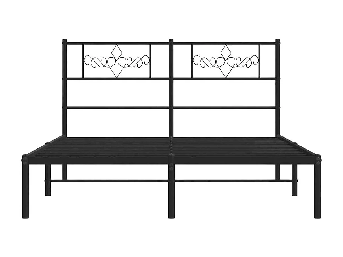 Cadre de lit métal sans matelas avec tête de lit noir 140x200cm