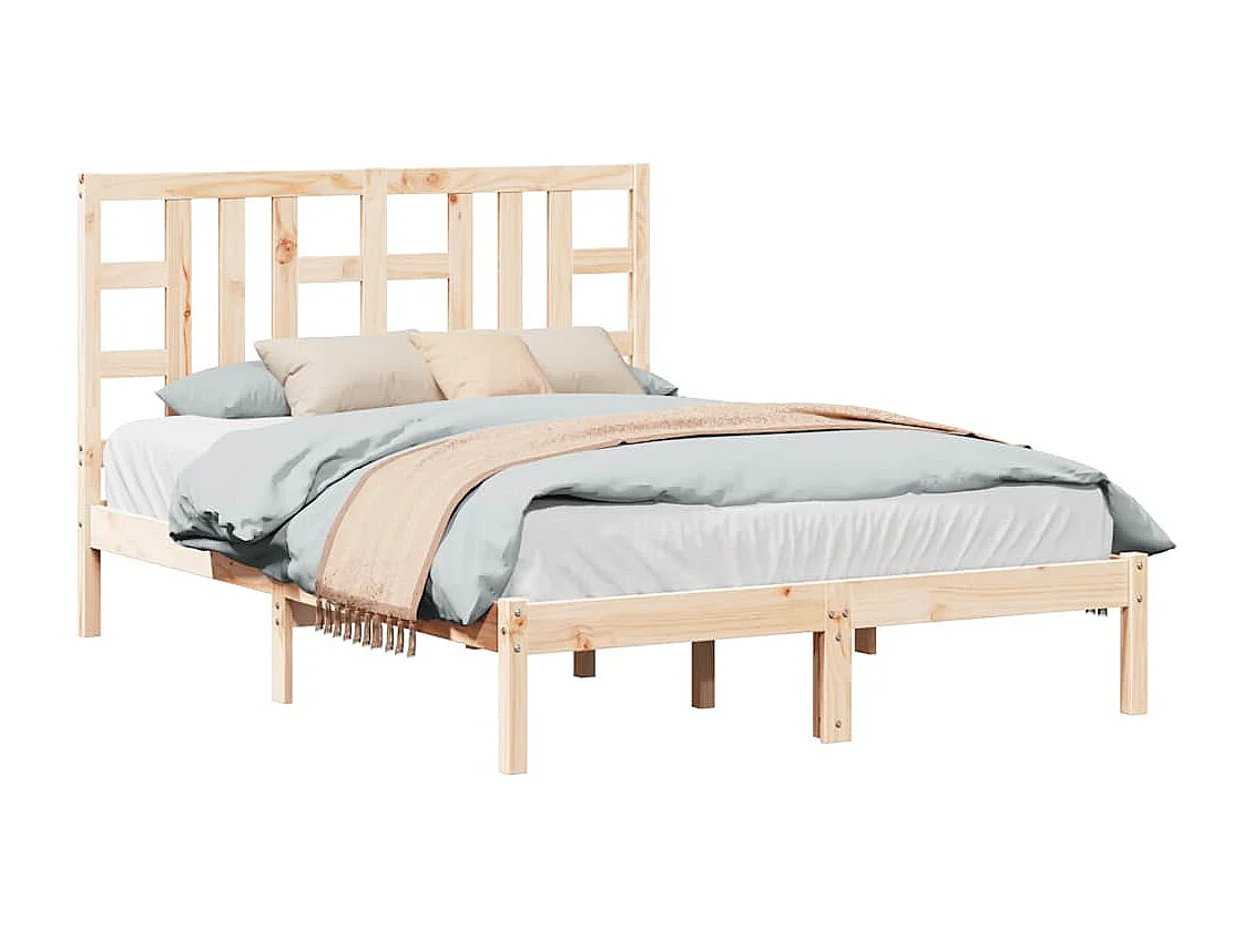 Cadre de lit sans matelas 135x190 cm bois massif