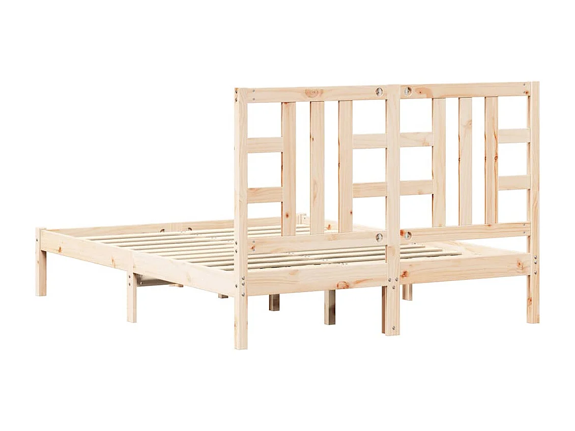 Cadre de lit sans matelas 135x190 cm bois massif