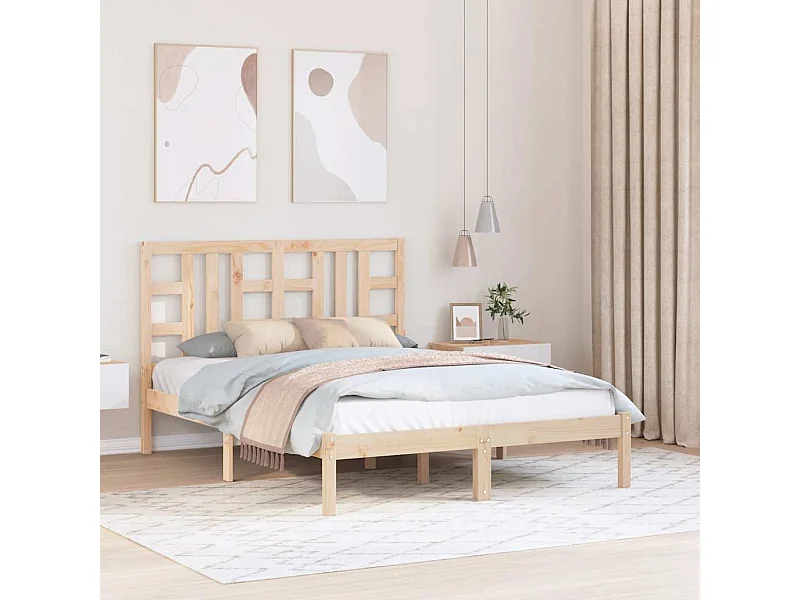 Estructura de cama de matrimonio madera maciza 135x190 cm