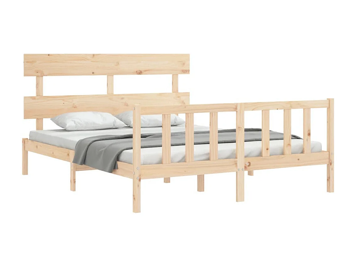 Bedframe met hoofdbord massief hout