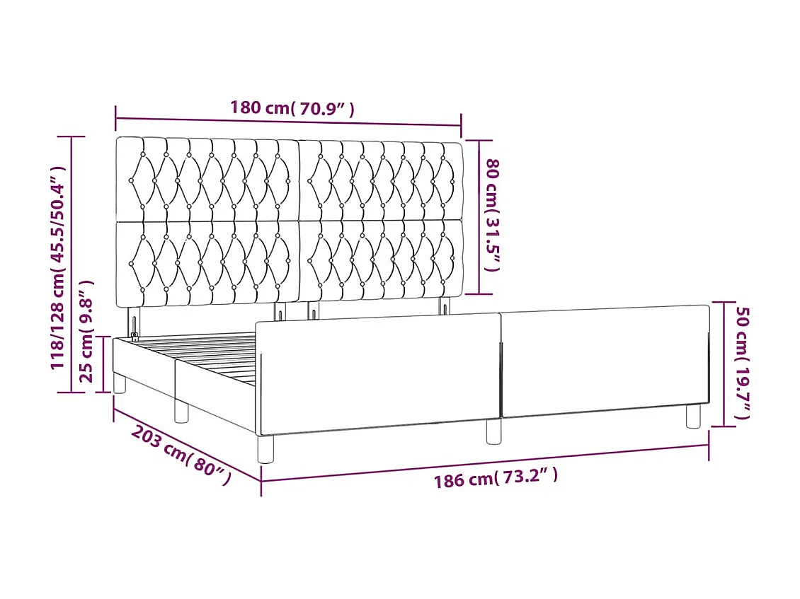 Cadre de lit sans matelas gris clair 180x200 cm tissu
