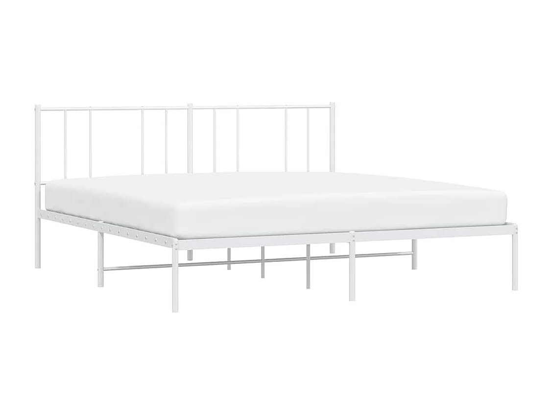 Cadre de lit métal sans matelas et tête de lit blanc 200x200 cm