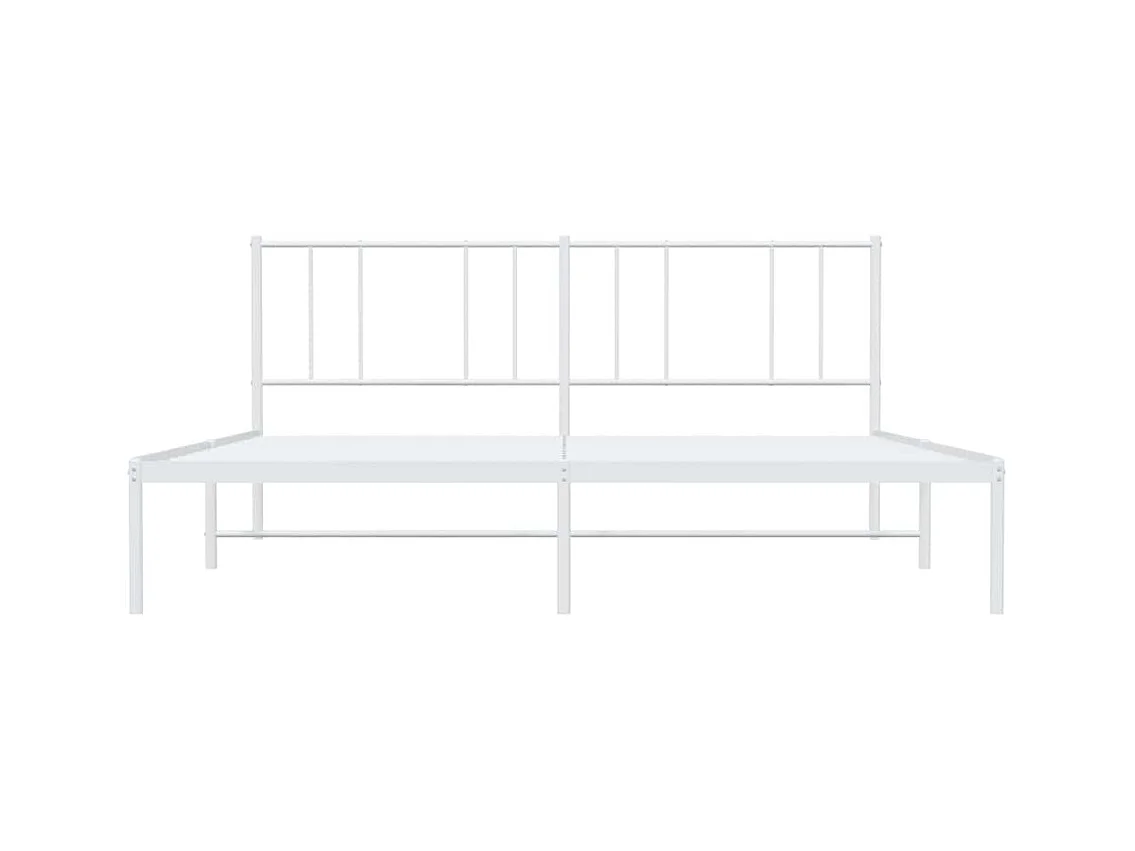 Cadre de lit métal sans matelas et tête de lit blanc 200x200 cm