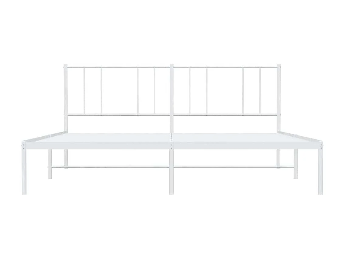 Cadre de lit métal sans matelas et tête de lit blanc 200x200 cm