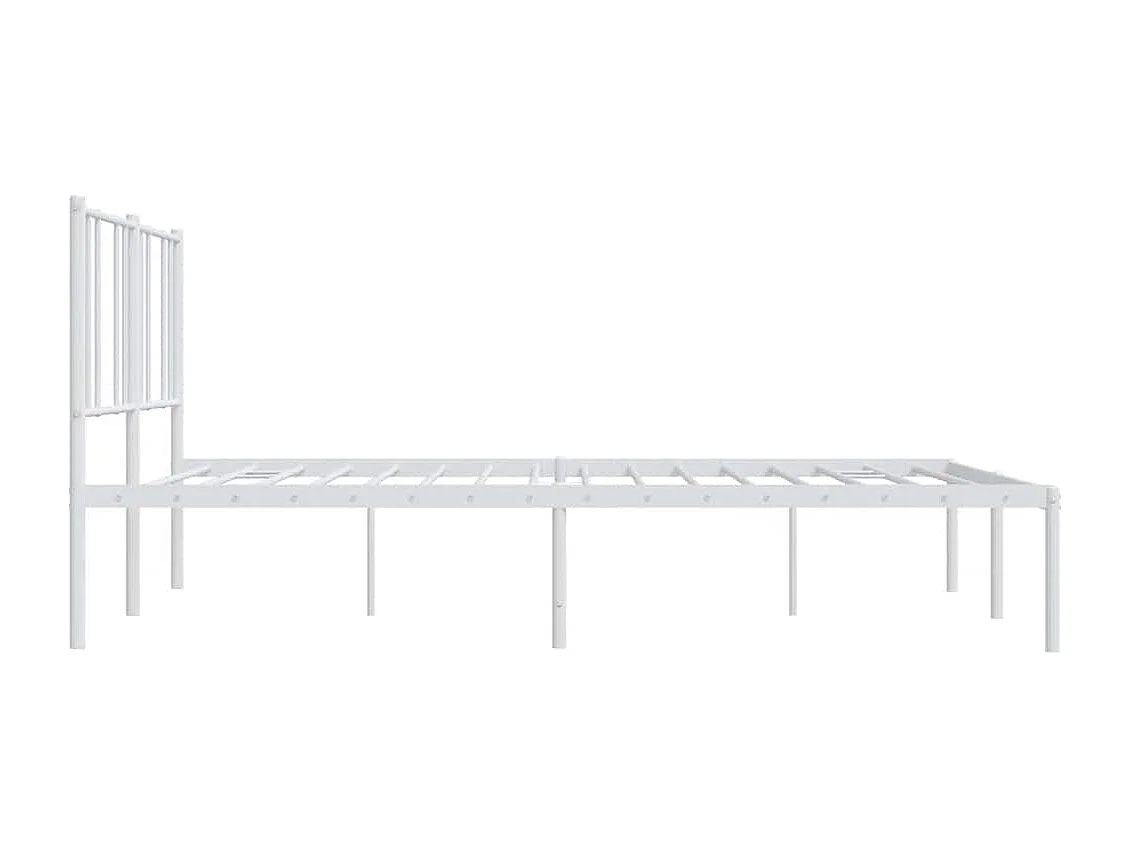 Cadre de lit métal sans matelas et tête de lit blanc 200x200 cm