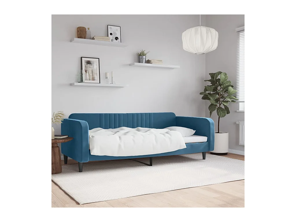 Lit de repos sans matelas bleu 90x200 cm velours