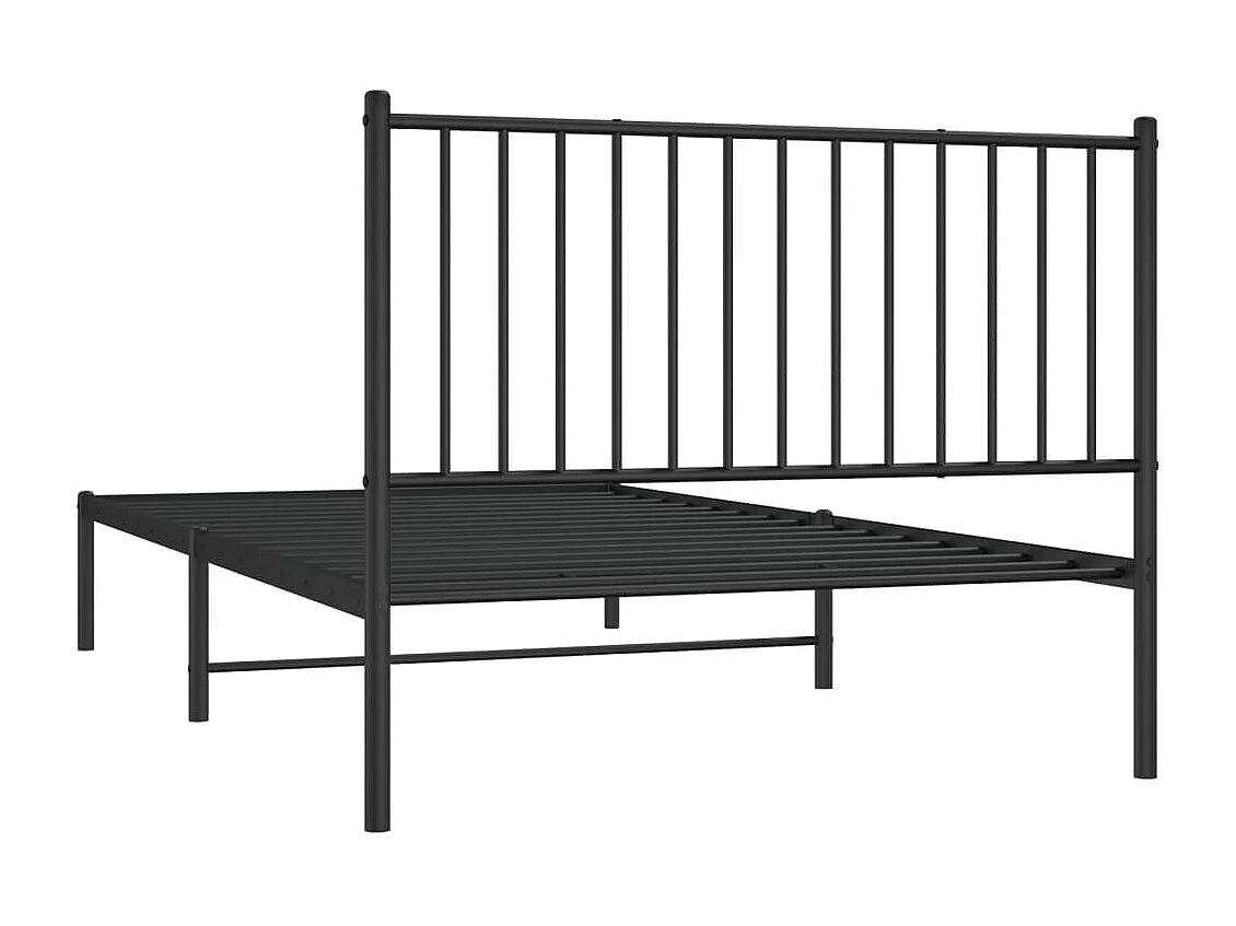 Bedframe met hoofdbord metaal zwart 107x203 cm