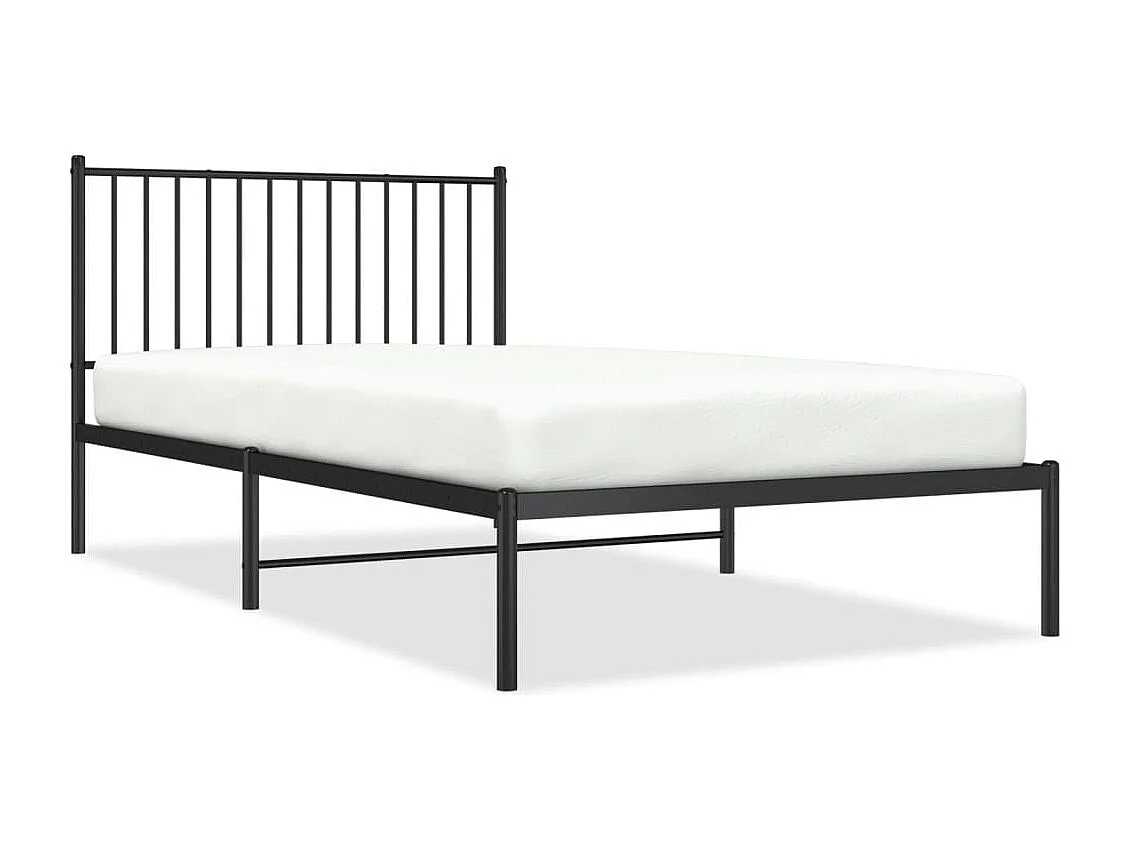 Cadre de lit métal sans matelas avec tête de lit noir 107x203cm