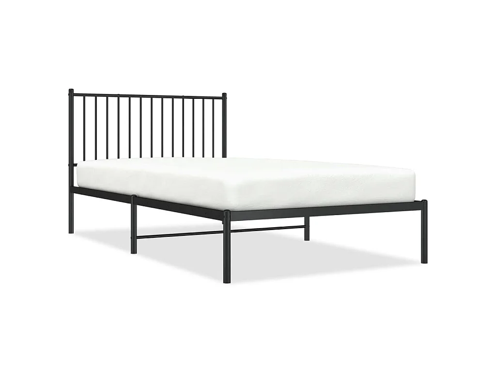 Bettgestell mit Kopfteil Metall Schwarz 107x203 cm