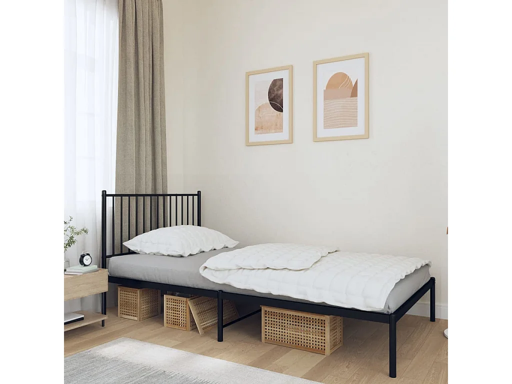 Bettgestell mit Kopfteil Metall Schwarz 107x203 cm