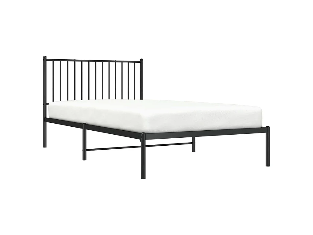 Cadre de lit métal sans matelas avec tête de lit noir 107x203cm