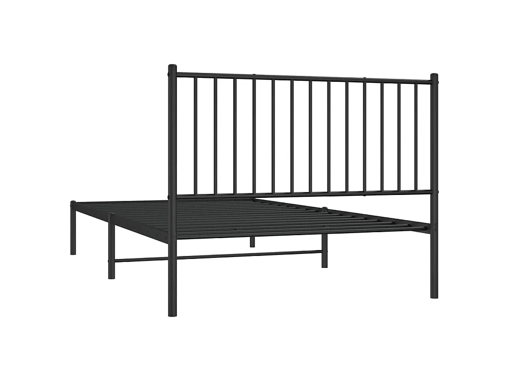 Cadre de lit métal sans matelas avec tête de lit noir 107x203cm
