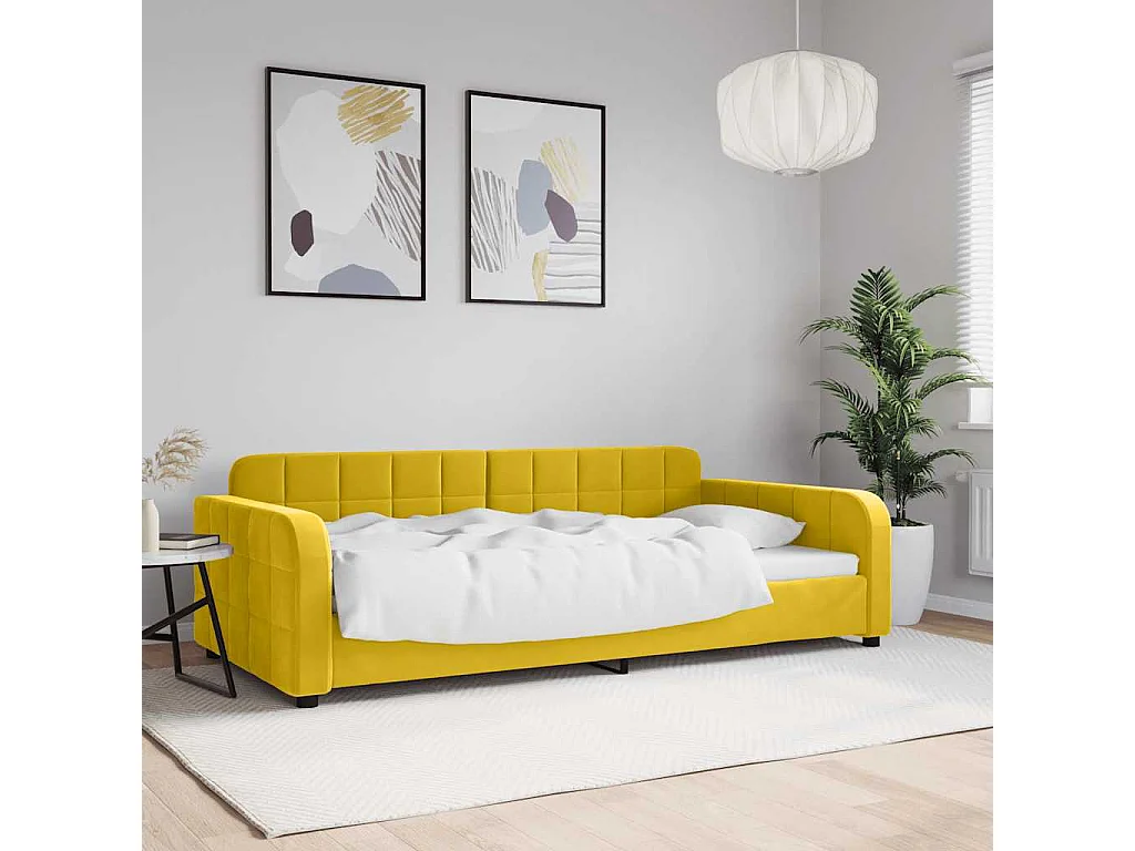 Lit de repos sans matelas jaune 100x200 cm velours