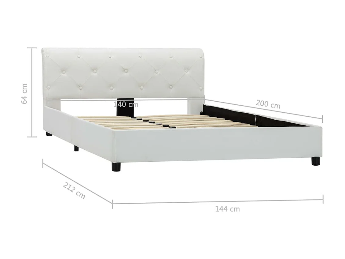 Bettgestell Weiß Kunstleder 140×200 cm