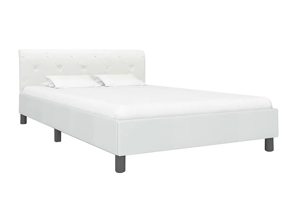 Cadre de lit sans matelas blanc similicuir 140x200 cm