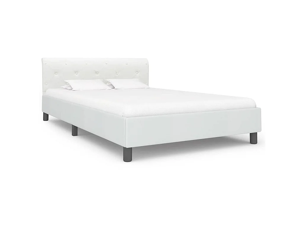 Cadre de lit sans matelas blanc similicuir 140x200 cm