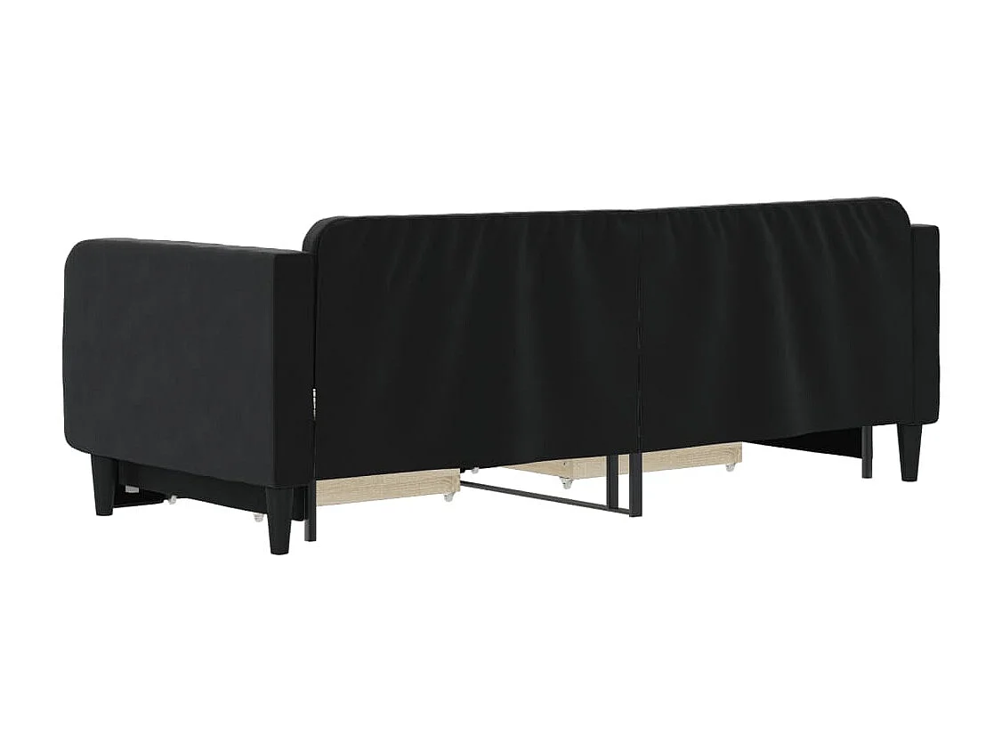 Slaapbank met onderschuifbed en lades 90x200 cm fluweel zwart