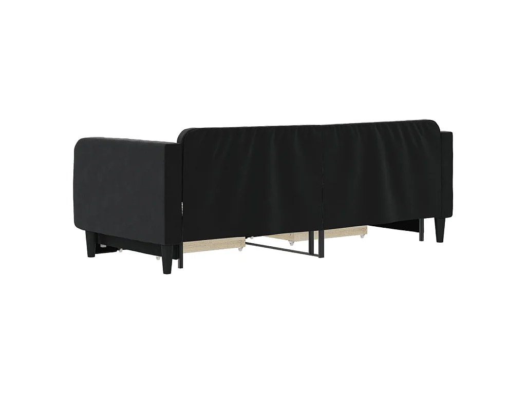 Divano Letto Estraibile con Cassetti Nero 90x200 cm in Velluto