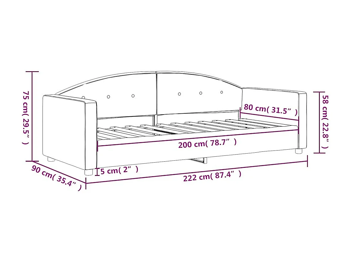 Lit de repos sans matelas bleu 80x200 cm velours