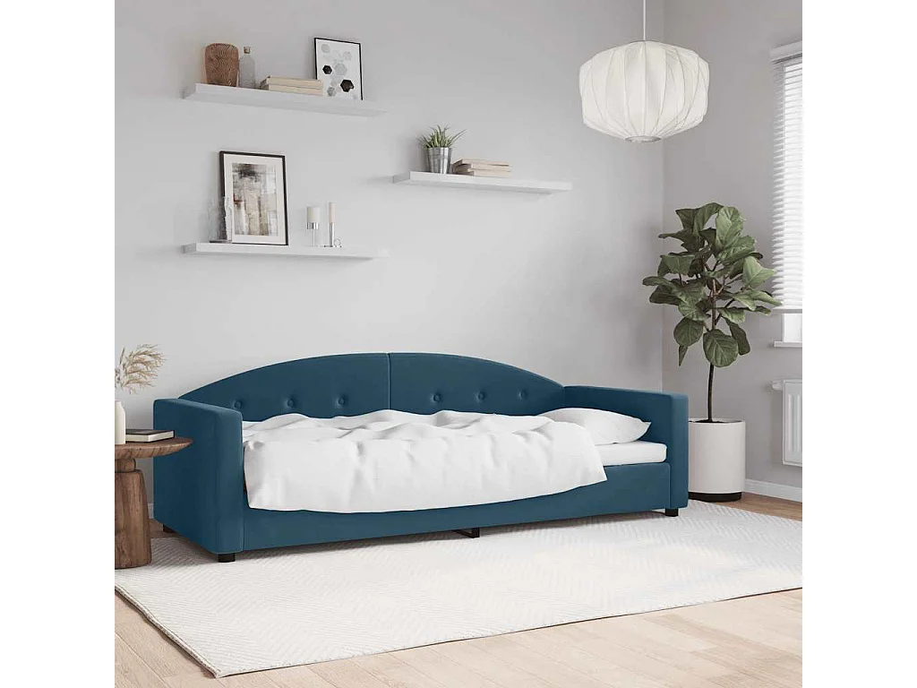 Lit de repos sans matelas bleu 80x200 cm velours